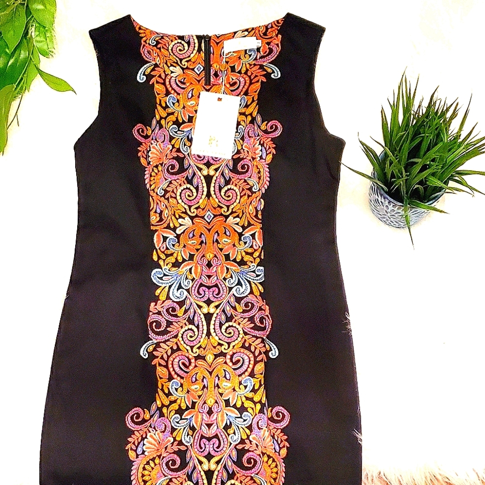 New Paul Brial multicolored midi dress